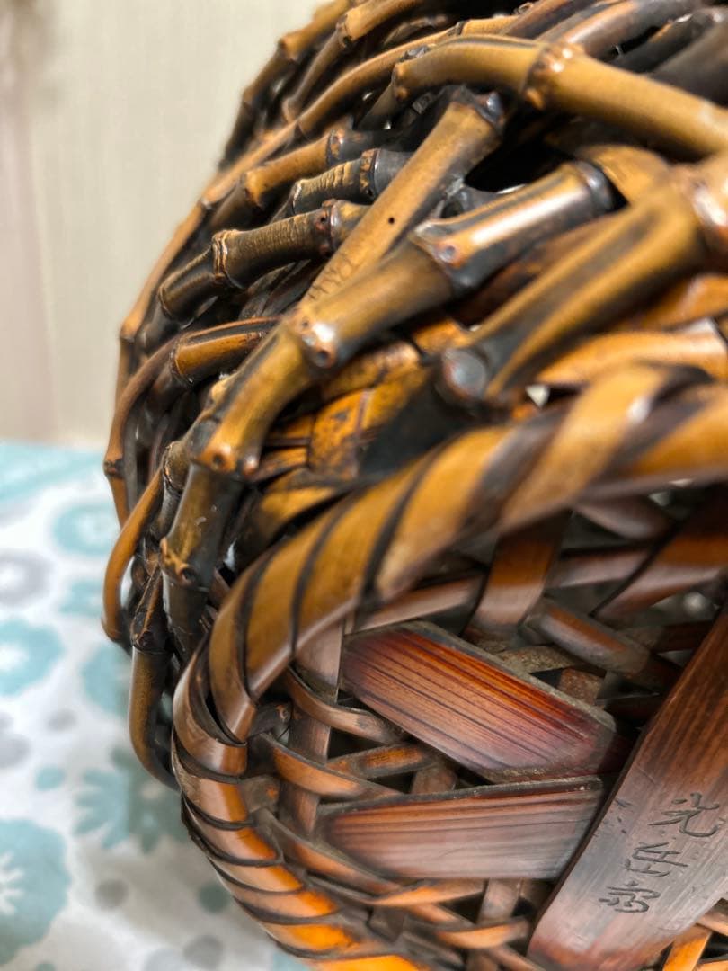 作家物　貴重な竹根かご　インテリア 竹籠古道具 古民具　竹根籠バスケット　花器