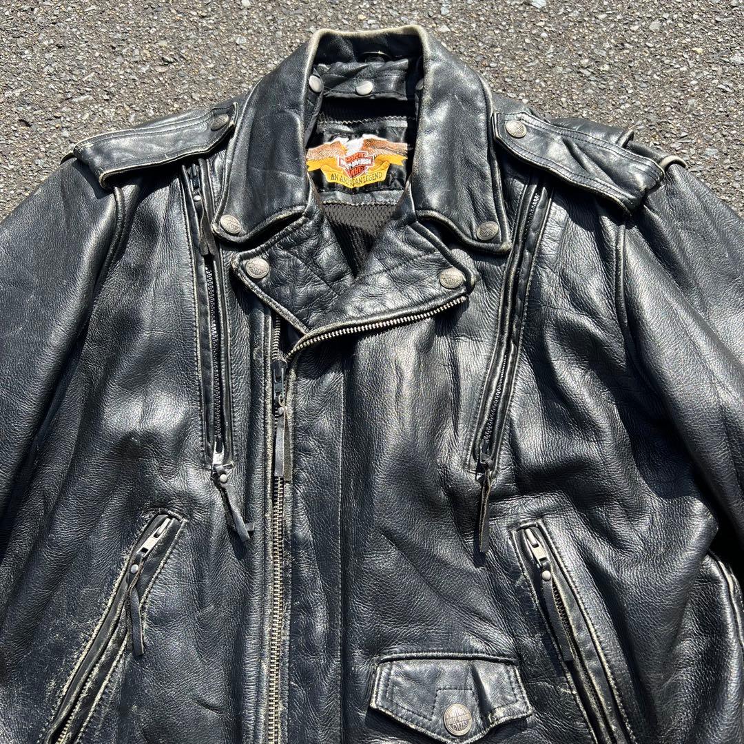 Harley Davidson レザージャケット　革ジャン　ライダース　グランジ