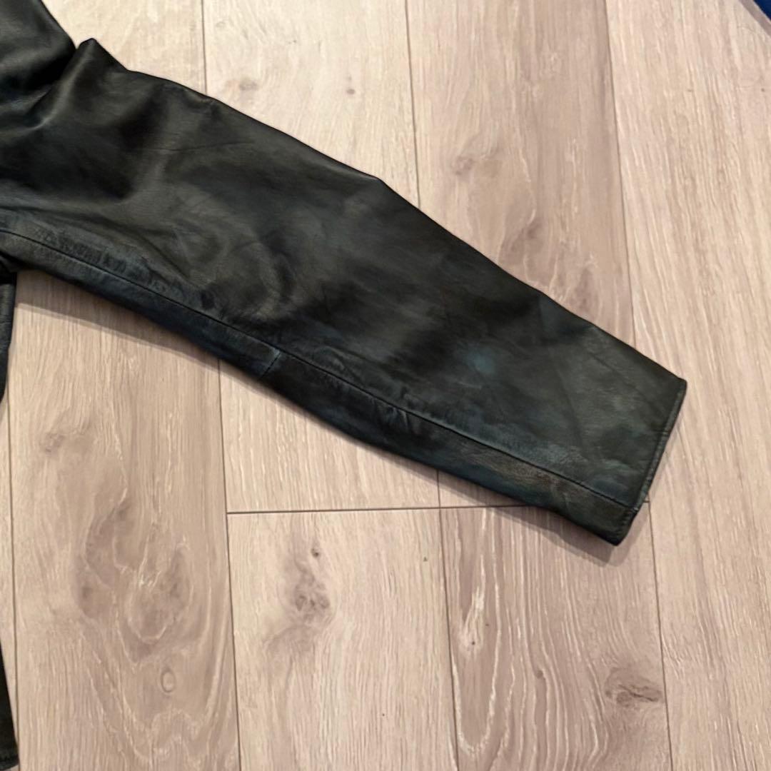 希少5L/完売品　フリーダムレザー 本革 ダブルライダースジャケット ヤギ革 黒