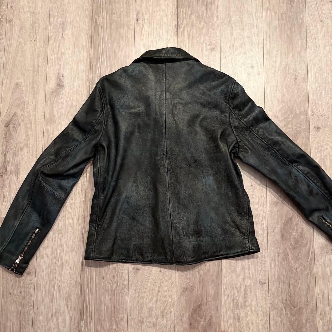 希少5L/完売品　フリーダムレザー 本革 ダブルライダースジャケット ヤギ革 黒