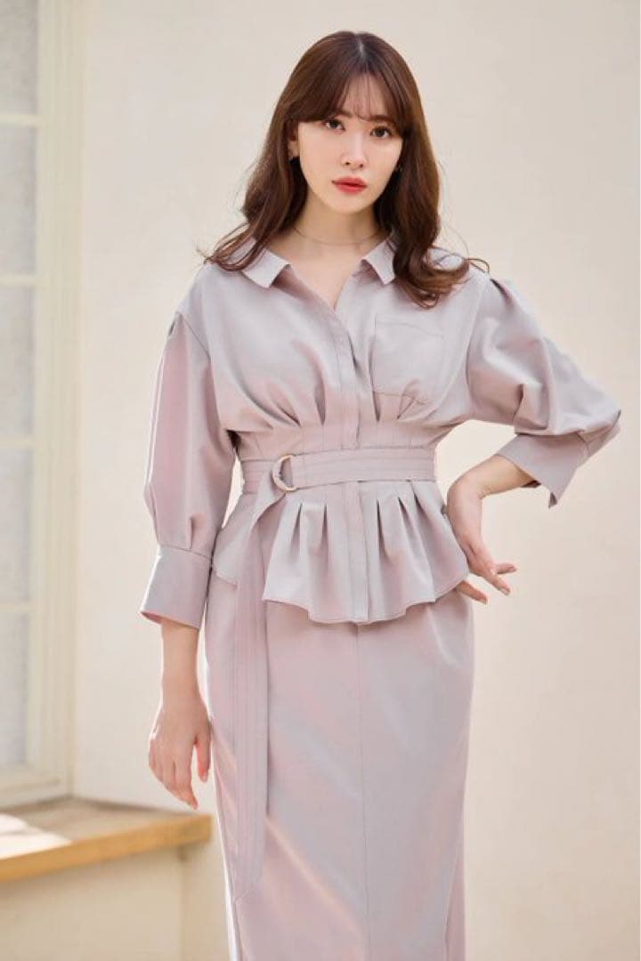 Herlipto♡Belted Denim Effect Shirt Dress