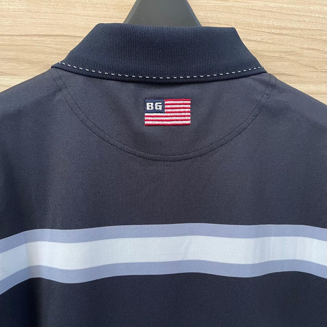 新品★24,200円 BRIEFING マリンストライプポロシャツ 紺灰メンズS