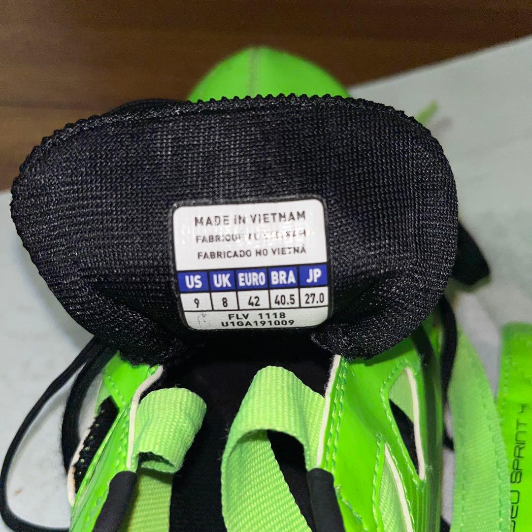 《2週間ほど使用》27センチMizuno スパイクシューズ 蛍光グリーン