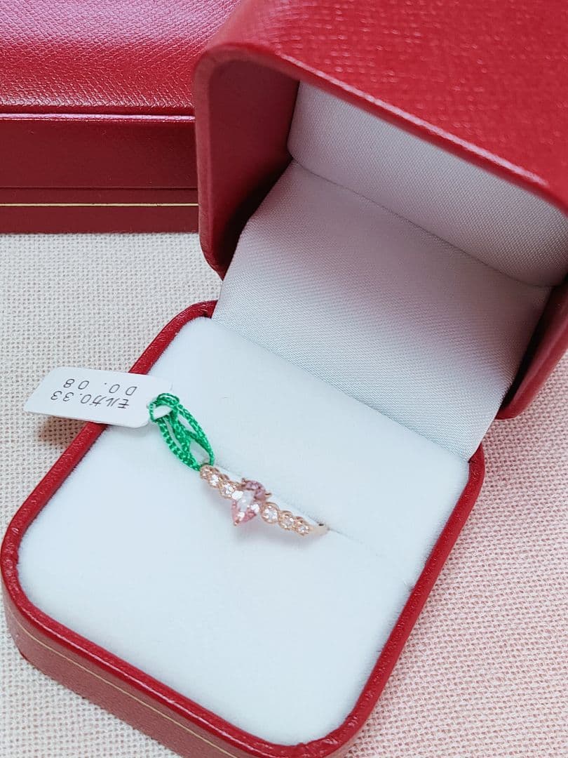 新作 未使用品 k18 天然モルガナイト ダイヤモンド リング