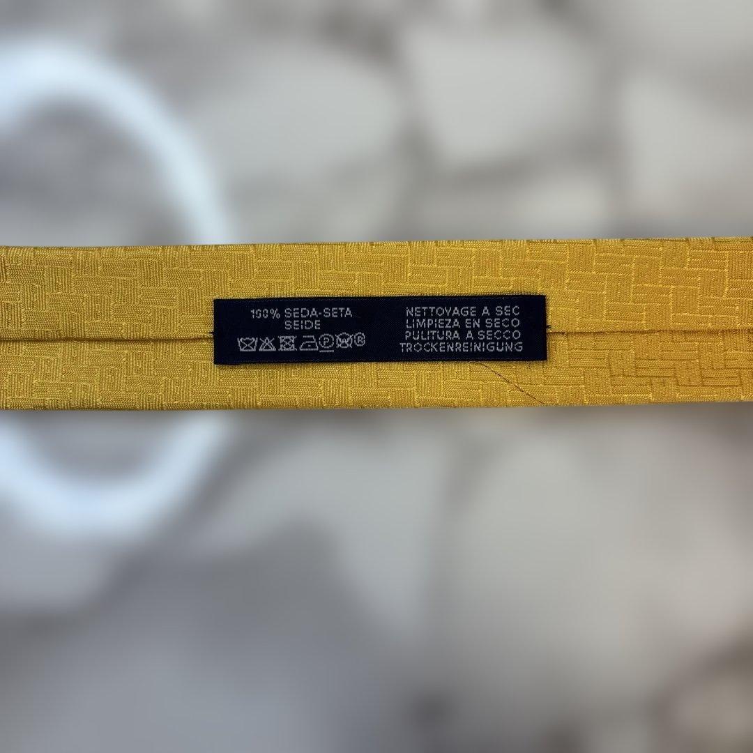 【極美品✨】HERMES ネクタイ　ファソネ　H柄　イエロー　黄色　刺繍