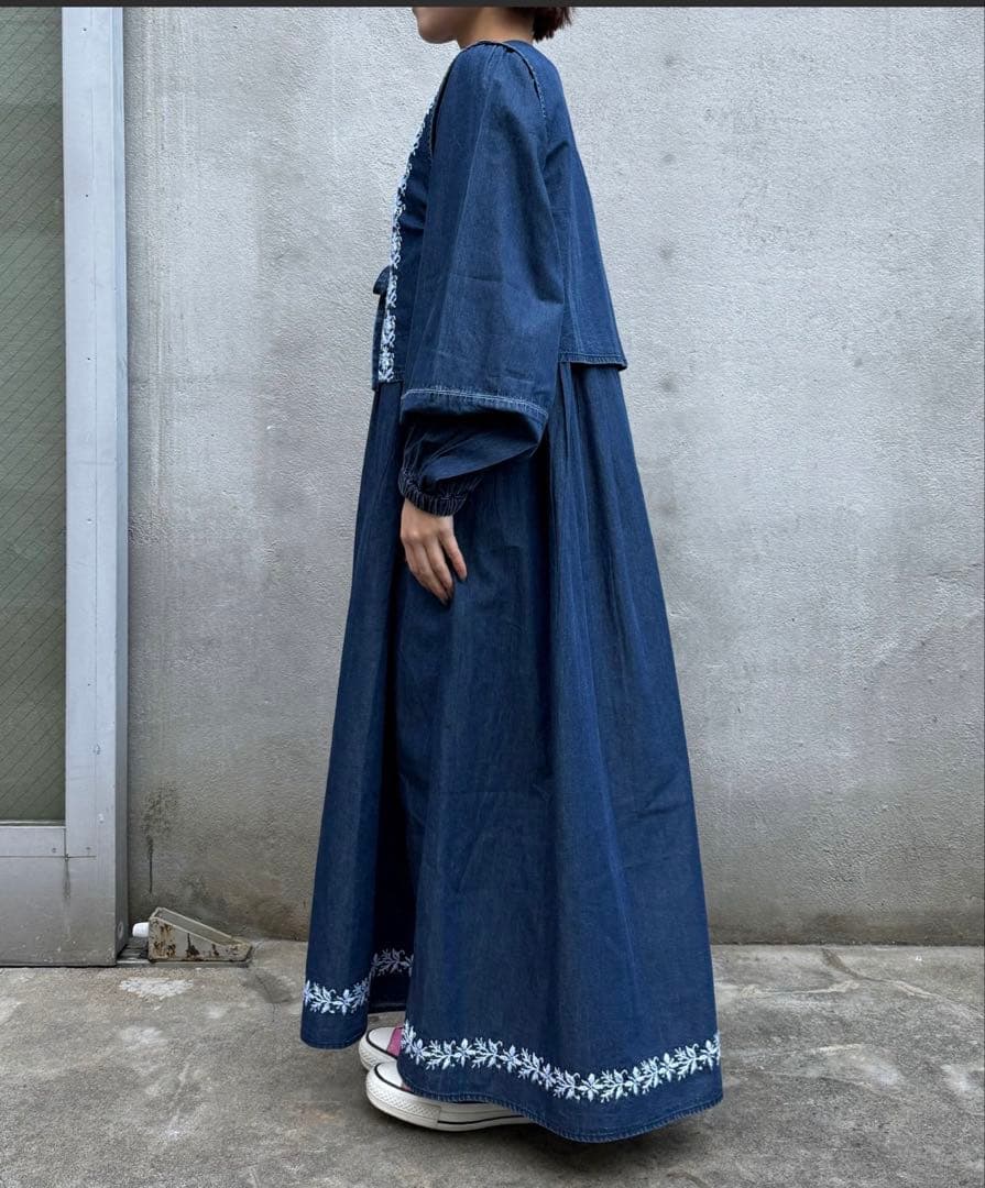 INDIAベストセットデニム刺繍ワンピース