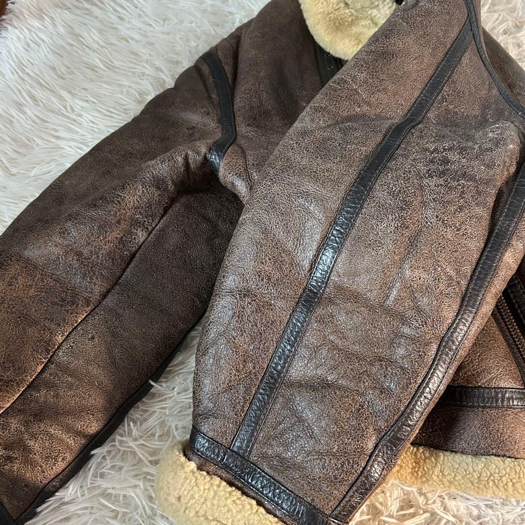 【良品】ハラジュクマザー　フライトジャケット　B-3　リアルムートン　Lサイズ