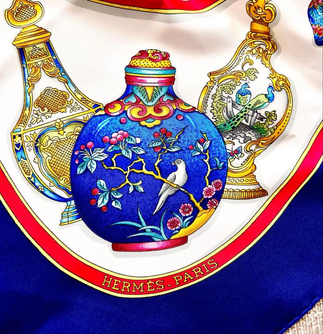 美品 HERMES エルメス☆カレ90香水ボトルデザイン シルクスカーフ