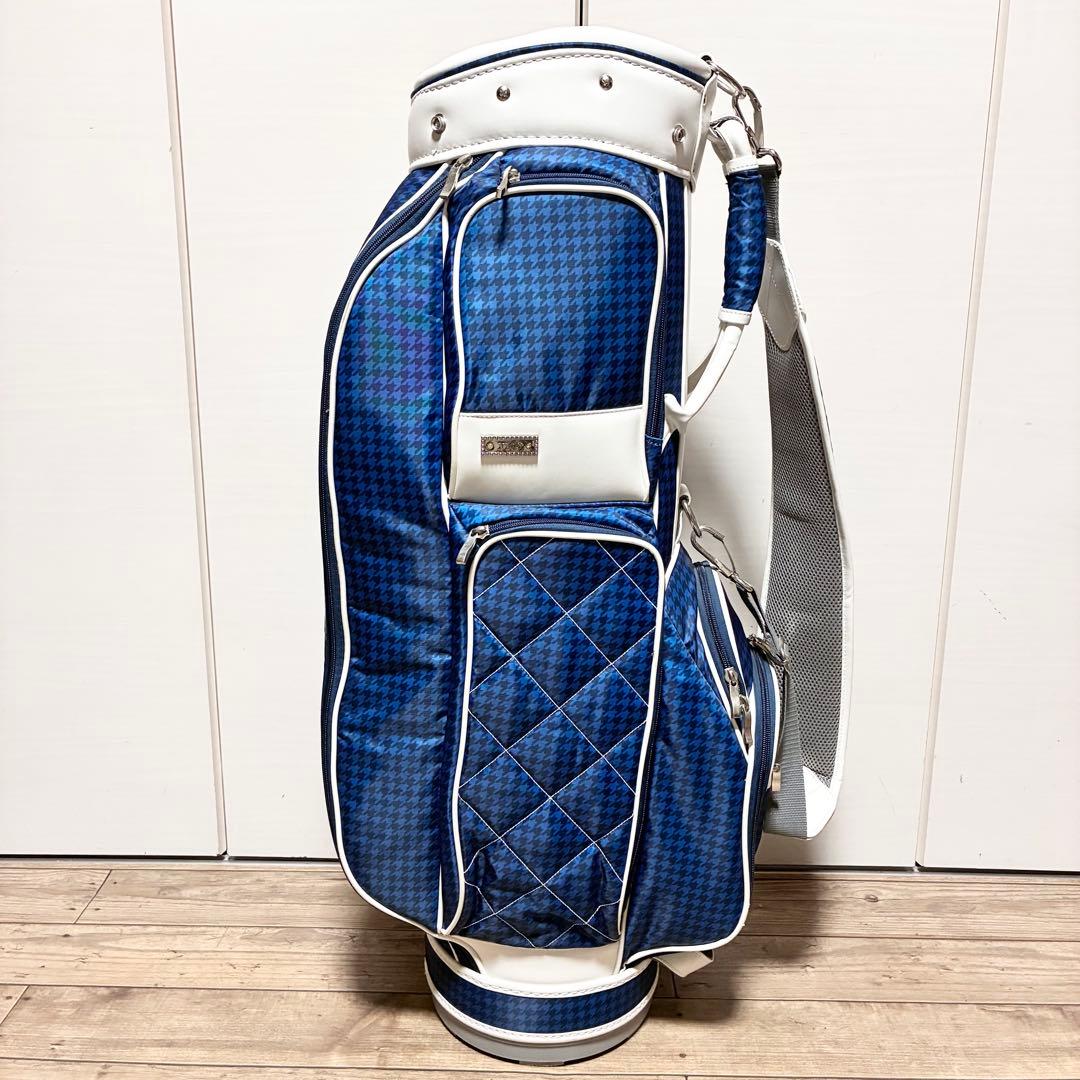【希少】XXIOゼクシオ キャディバッグ ホワイト/ブルー千鳥柄