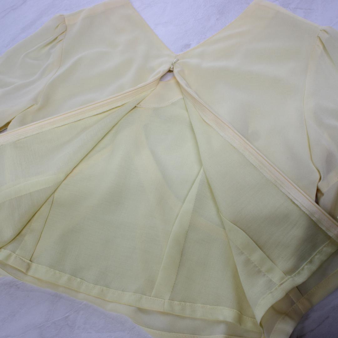 【美品 日本製社交ダンス衣装】上下セット 黄色 パステルイエロー かわいい 上品