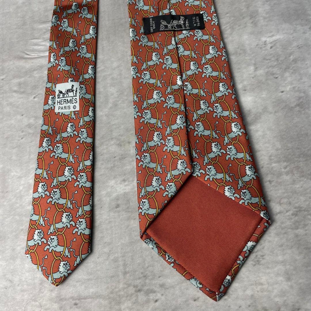 美品 HERMES エルメス アニマル柄 ライオン サーカス ネクスト オレンジ