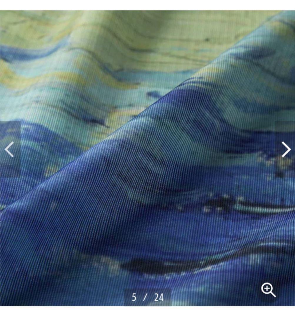 レースカーテン ゴッホ星月夜 未使用１枚 UVカット遮熱遮像 約200✕183