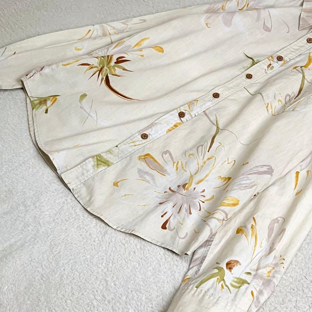 PAL'LAS PALACE パラスパレス　花柄長袖シャツ　3 ベージュ　水彩画