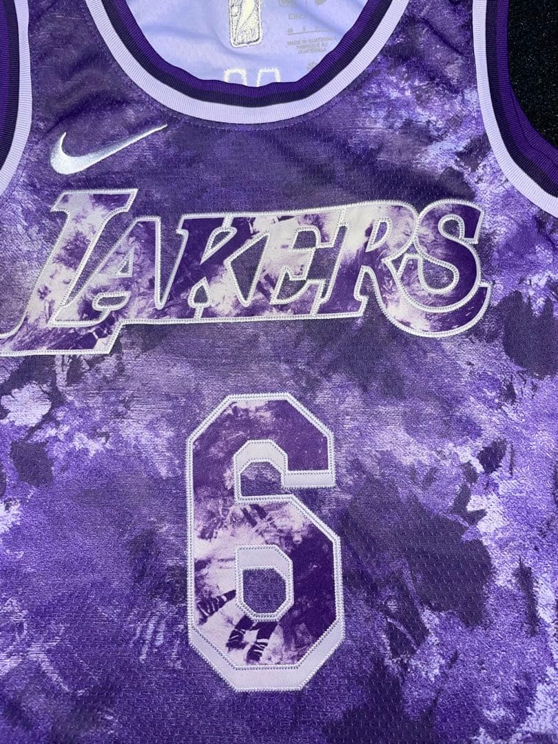 NBA LAレイカーズ レブロンジェームズ ユニフォーム 刺繍 パープル 紫