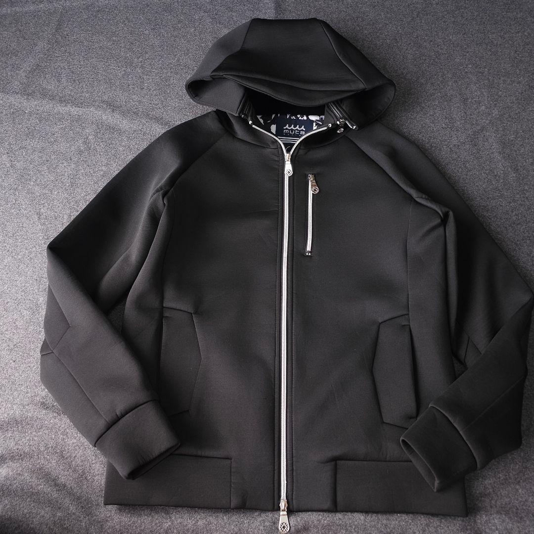 ムータマリンゴルフ 2WAY ダンボールニットパーカー L ブラック ビッグロゴ