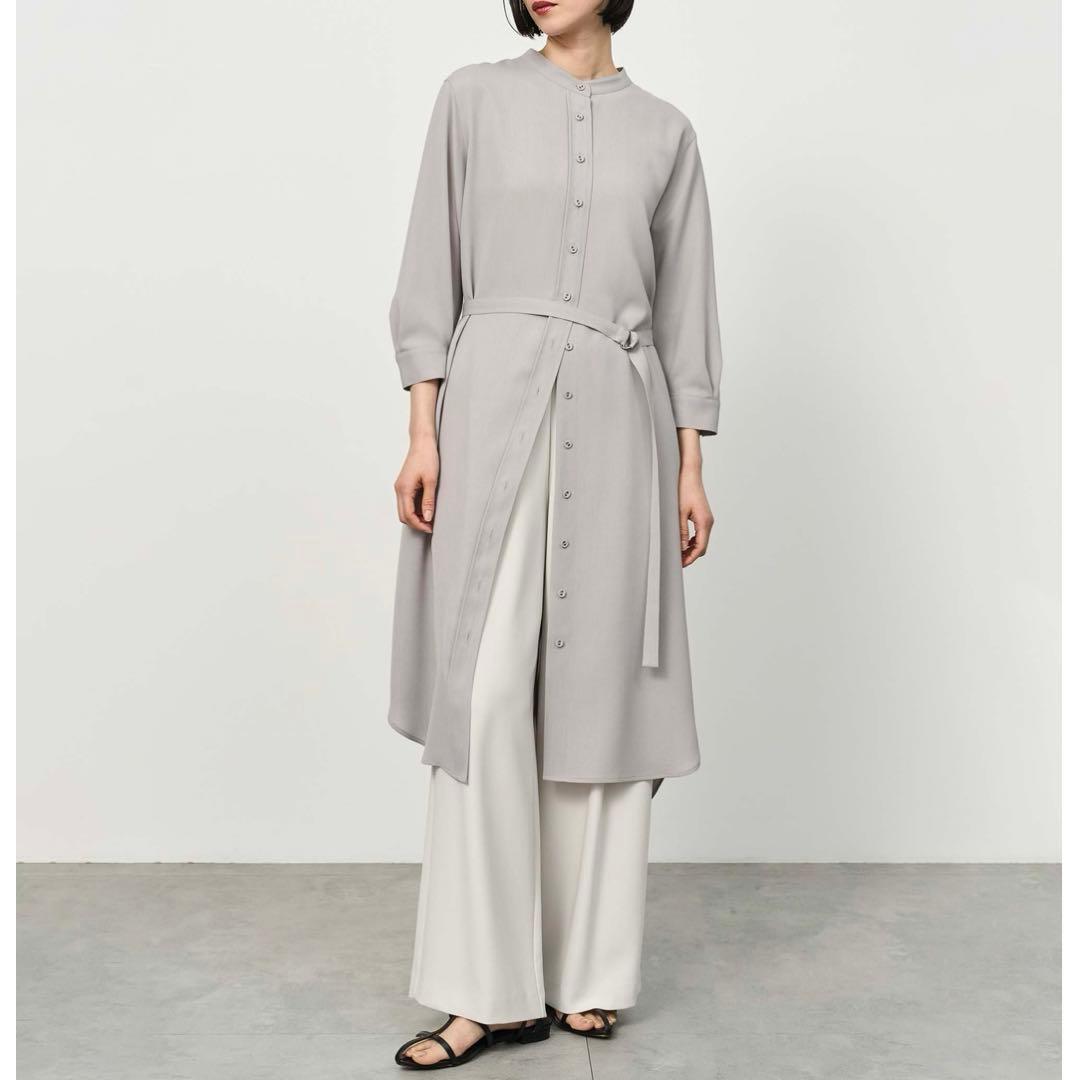 美品 ソージュ 洗える バンドカラーシャツワンピース TALL ロングワンピース