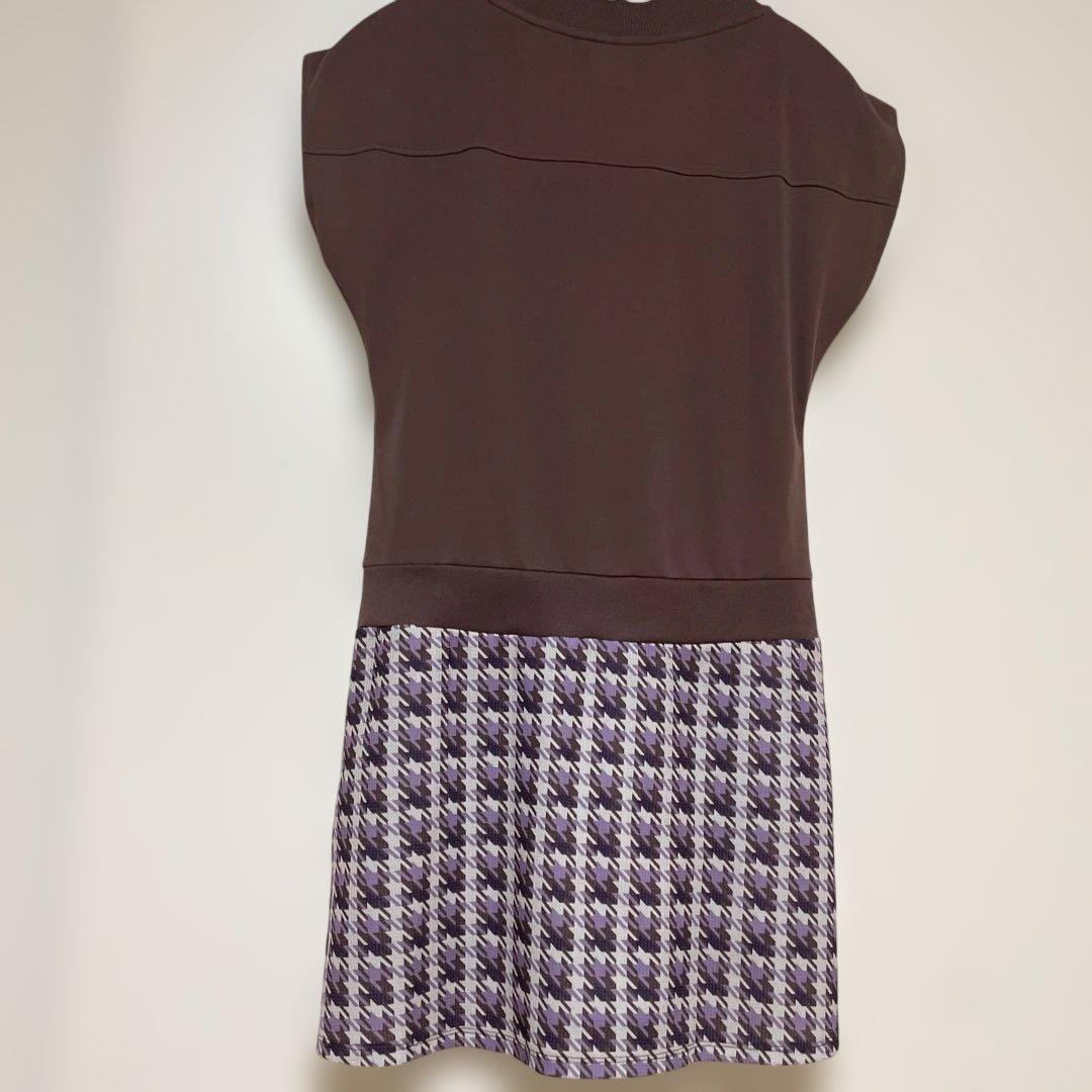 FILA VネックハウンドトゥースワンピースMサイズ新品　こっくり秋色