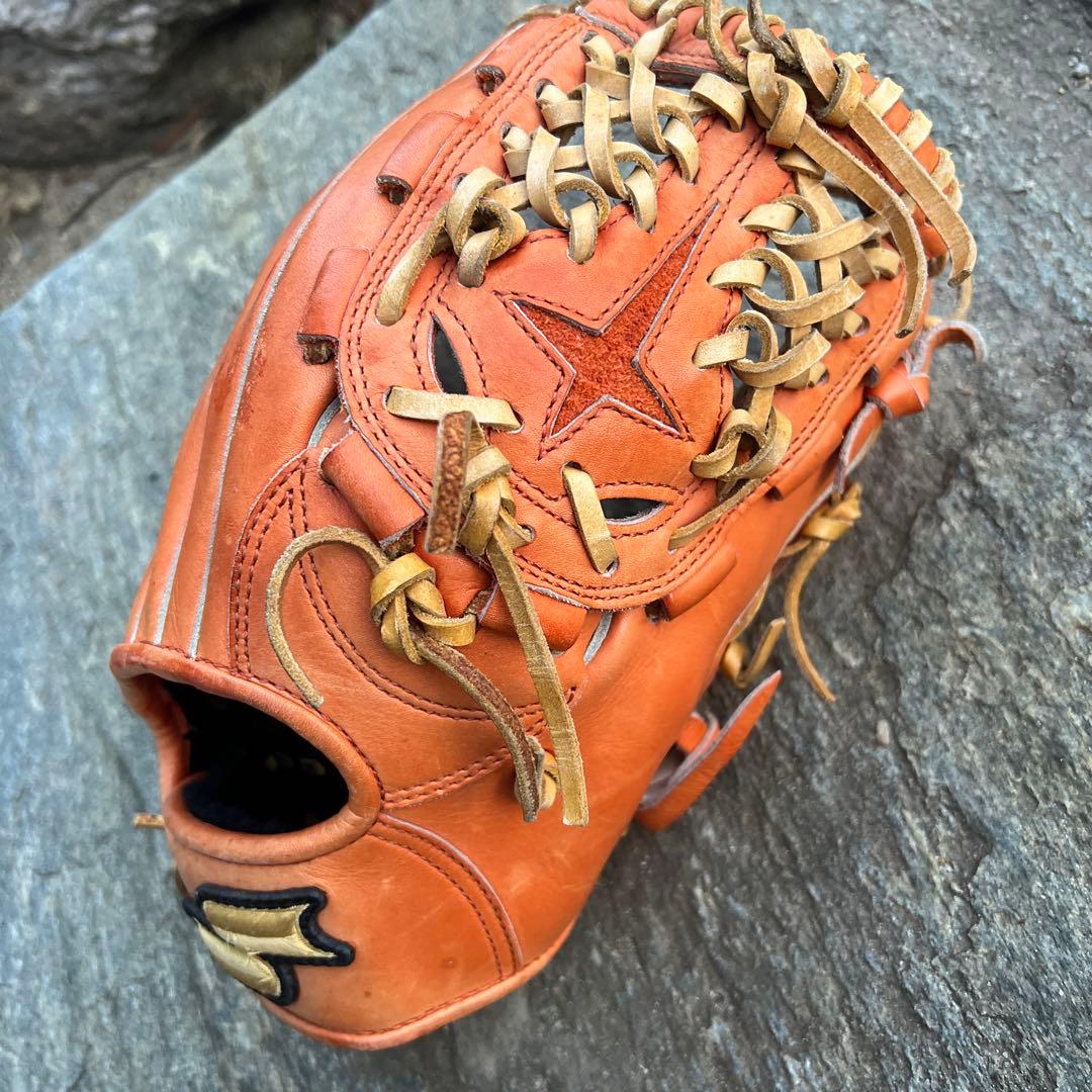 S オレンジ レザー 硬式グローブ