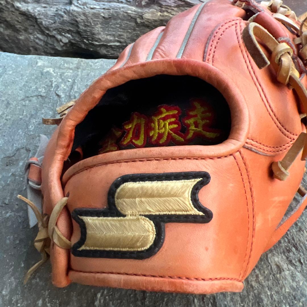 S オレンジ レザー 硬式グローブ