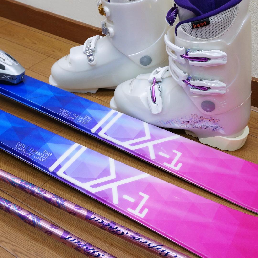 メンテ済 150cm 靴24cm BLUEMORIS B×B 女性用スキーセット