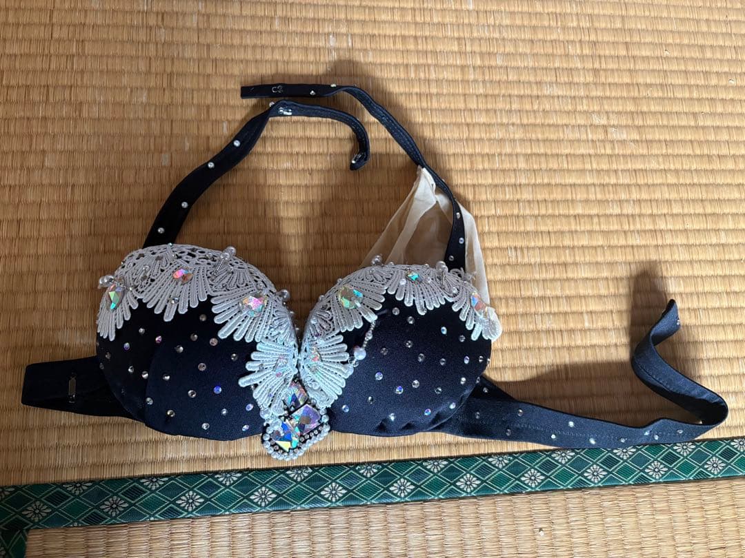 ベリーダンス セットアップ 黒 レース装飾