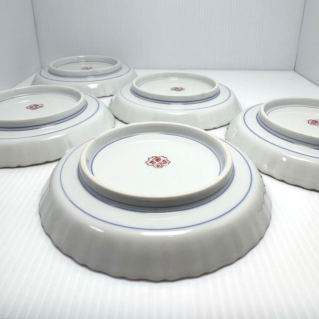 未使用 九谷焼 陶和 銘々皿 鳥柄 皿揃 5枚セット 中皿 伝統工芸 陶芸