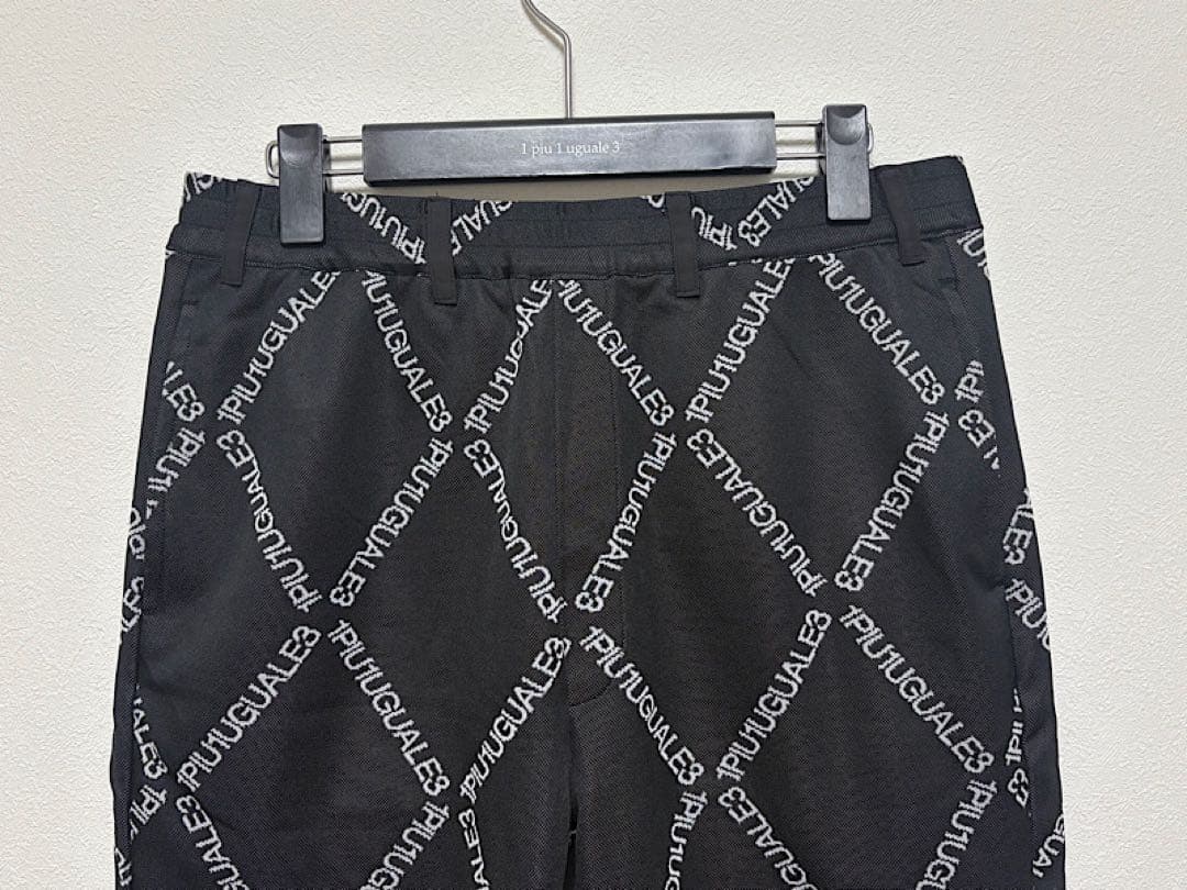 1PIU1UGUALE3 GOLF×戸賀24SSアーガイル半袖セットアップ黒Ⅵ