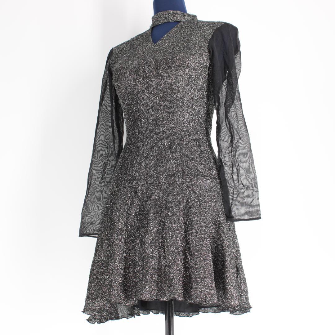 【美品 日本製社交ダンス衣装】ワンピース ドレス 7号 SEKINE 黒 清楚