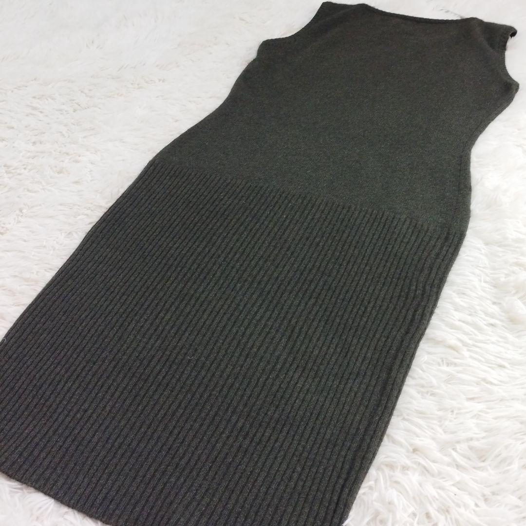 20107✨️CHANEL カシミヤ100% ノースリーブ ニットワンピース リブ