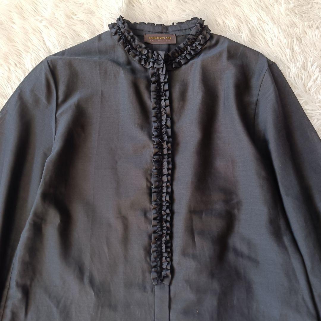 未使用級♪TOMORROWLAND コットンシルクオーガンジー フリルブラウス