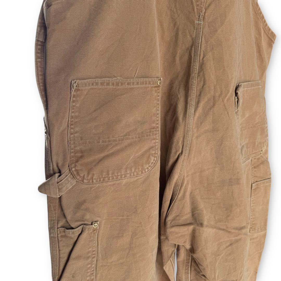 カーハートダブルニーオーバーオールキャメルブラウンダックダックパンツ古着フェード