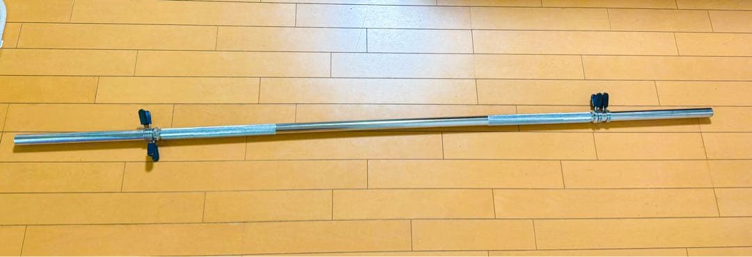 【美品】バーベルシャフト 180cm 滑り止め加工　スプリングカラー4個付き