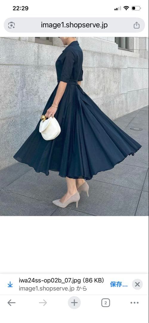 JENNE オードリールックエアリーワンピース　ネイビー　sizeＬ