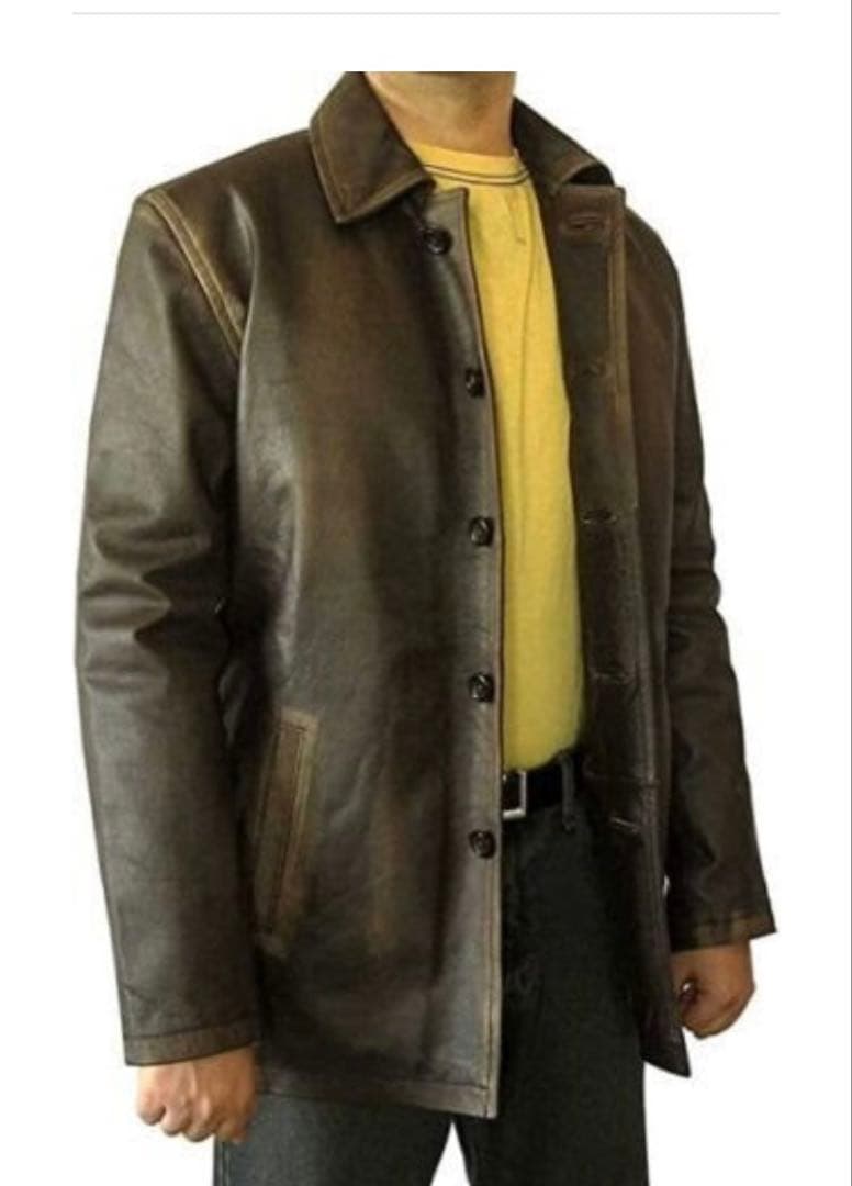 ダークブラウン レザーコート