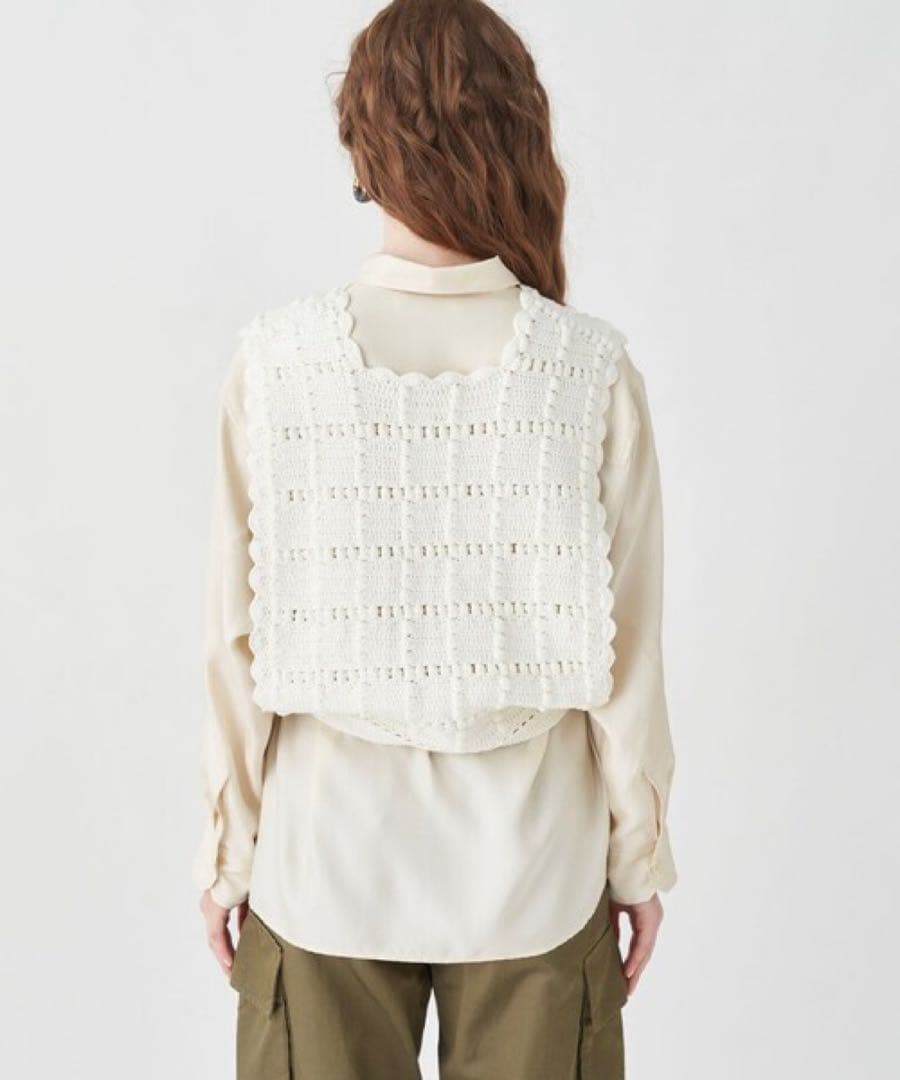 MACPHEE ポップコーンクロシェット スクエアネックベスト