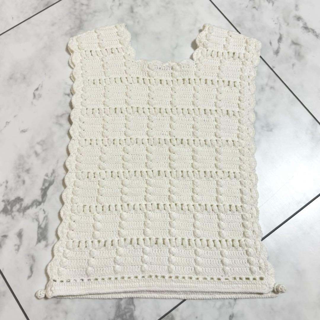 MACPHEE ポップコーンクロシェット スクエアネックベスト