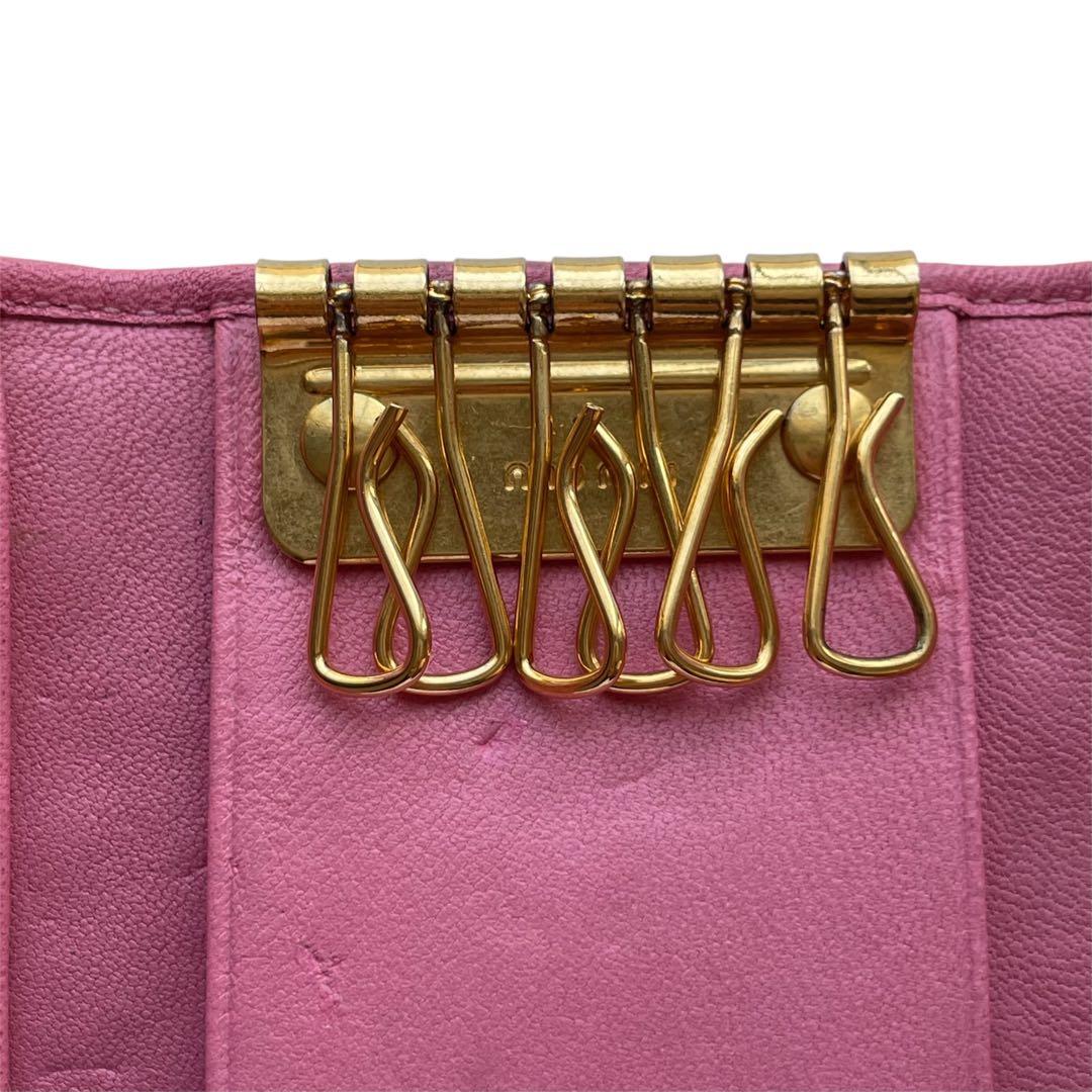 MIU MIU ミュウミュウ マテラッセ キーケース ピンク ゴールドロゴ