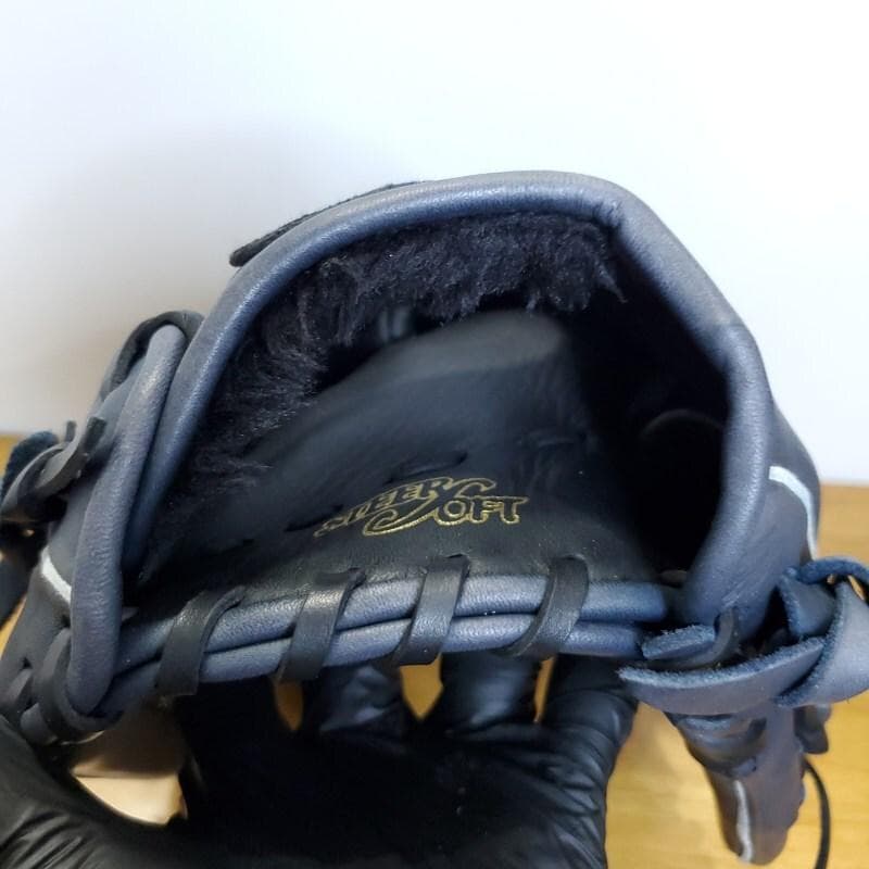 ミズノ ビューリーグ 限定カラー ネイビー Mラベル 美品 内野用 軟式グローブ