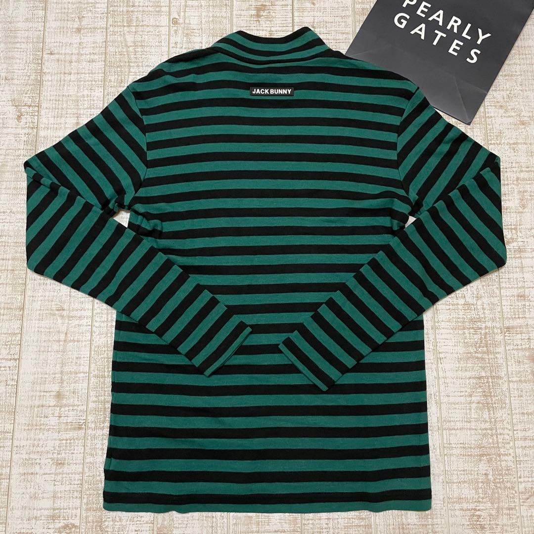 新品 ジャックバニー 長袖モックネック ボーダー グリーン Lサイズ（5）