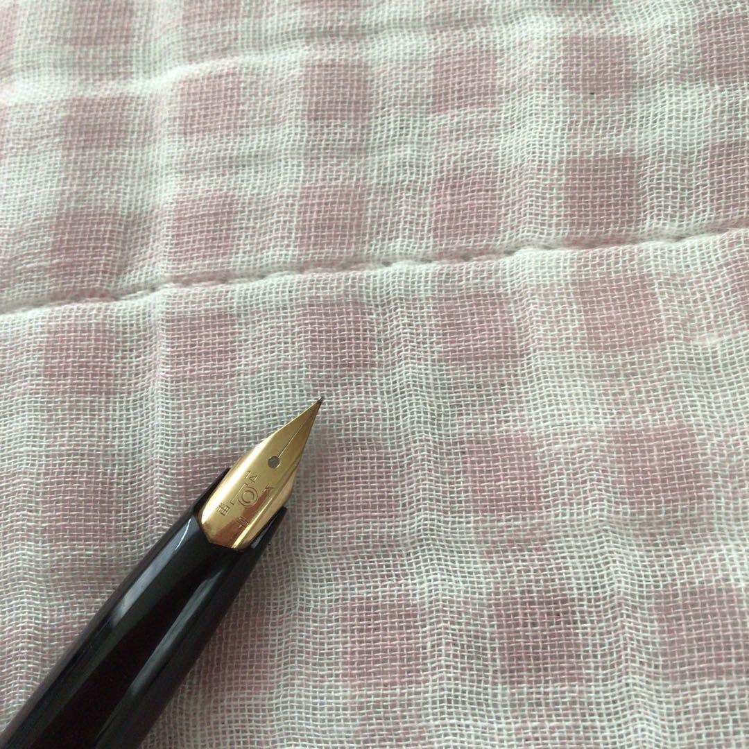 プラチナ 14K 14金 万年筆 ショート 細字 蝕刻 食刻 黒 廃盤
