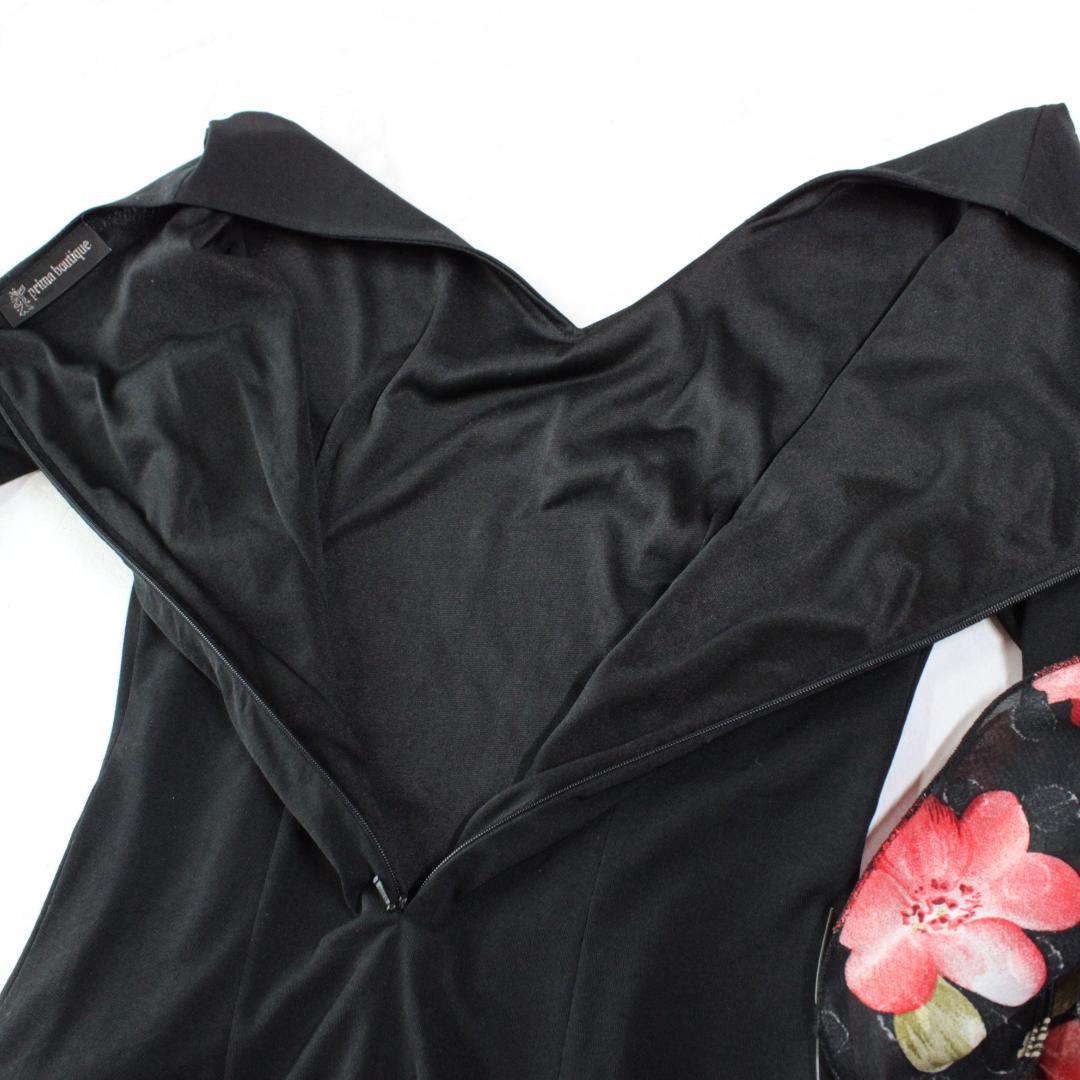 【美品 社交ダンス衣装】ワンピースドレス prima boutique 黒 赤