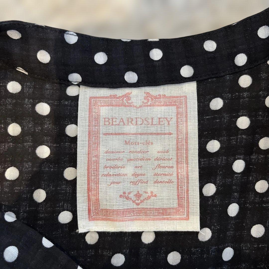 美品　BEARDSLEY ドットギャザーワンピース とろみ 手洗い可 水玉