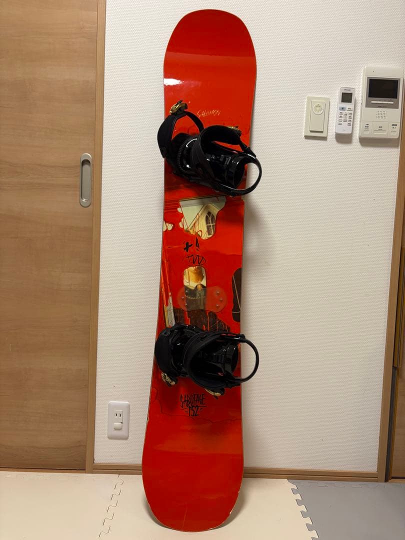 SALOMON スノーボード オレンジ バインディング付き