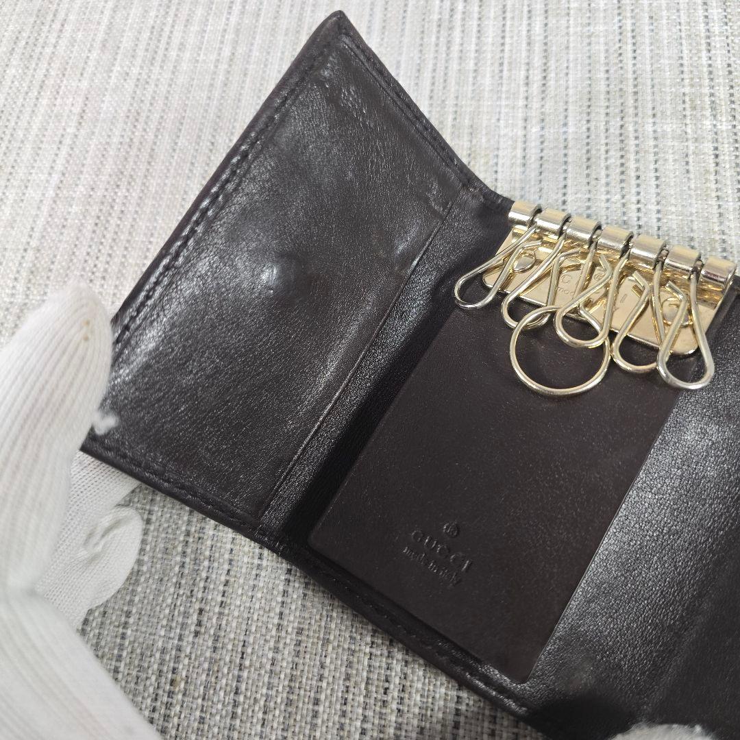 極美品　GUCCI　グッチ　6連　キーケース　グッチシマ　シマライン　レザー