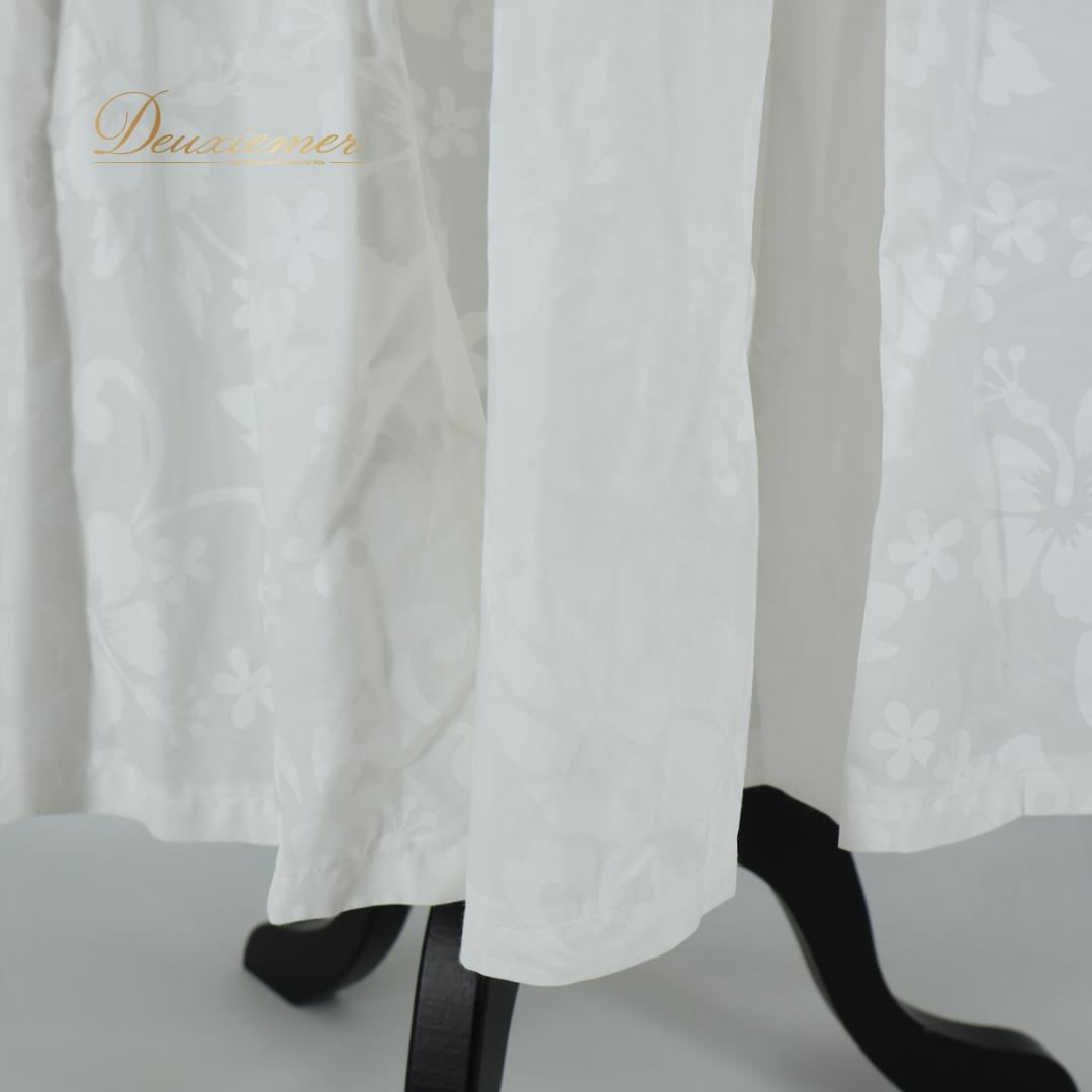 【フラダンス衣装】ホワイト Paondor ワンピース ドレス ハイビスカス柄