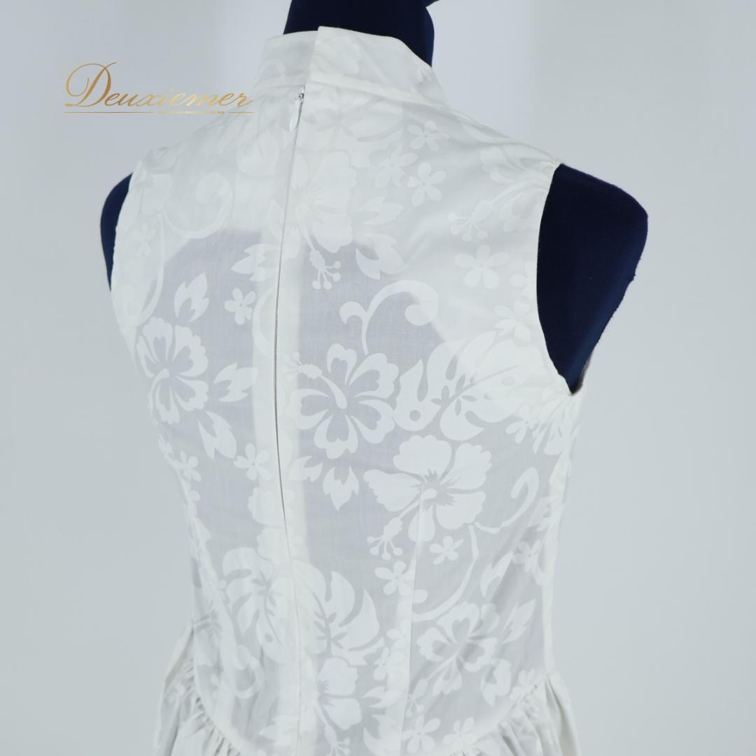 【フラダンス衣装】ホワイト Paondor ワンピース ドレス ハイビスカス柄