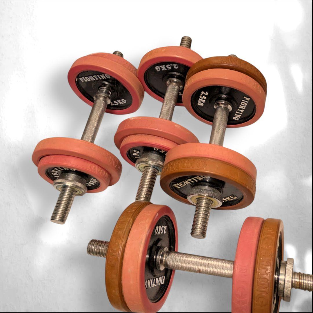 ラバープレート 87.5kg ​Wバー ダンベル シャフト 5本 ホームジム