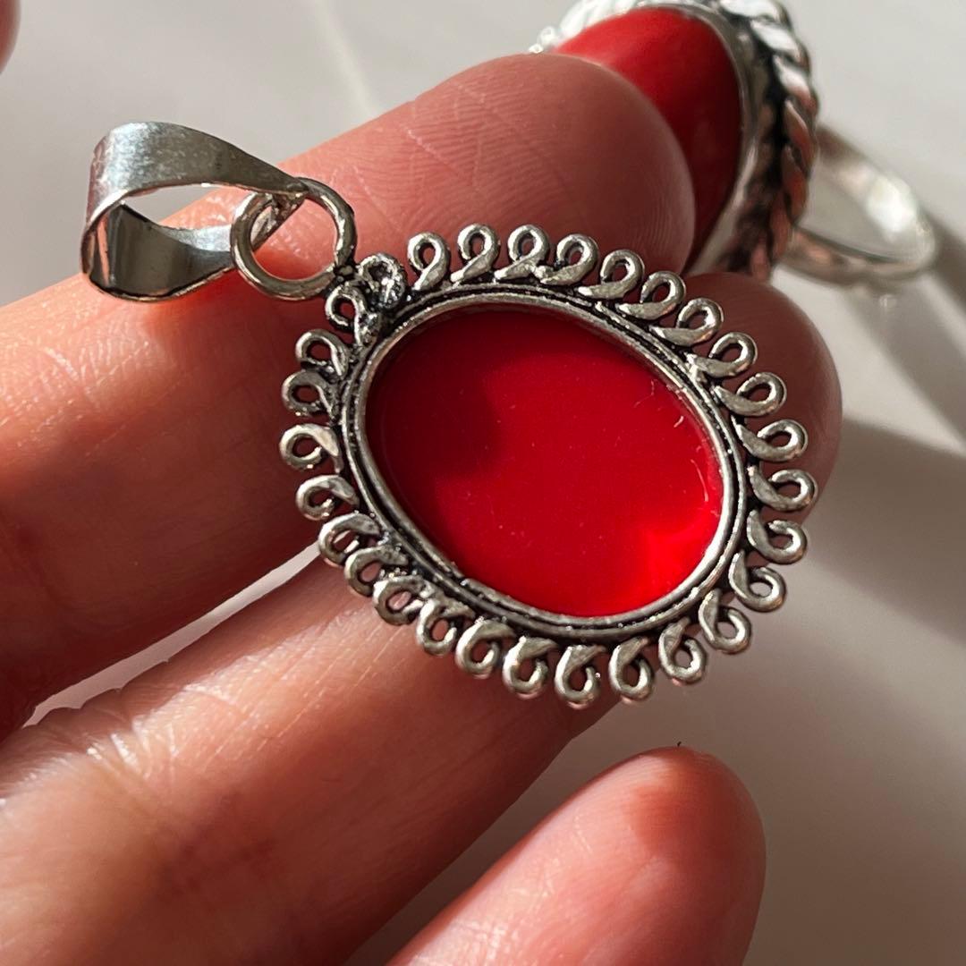 シルバーアクセサリー まとめ売り 925 レッドコーラル リング ペンダント