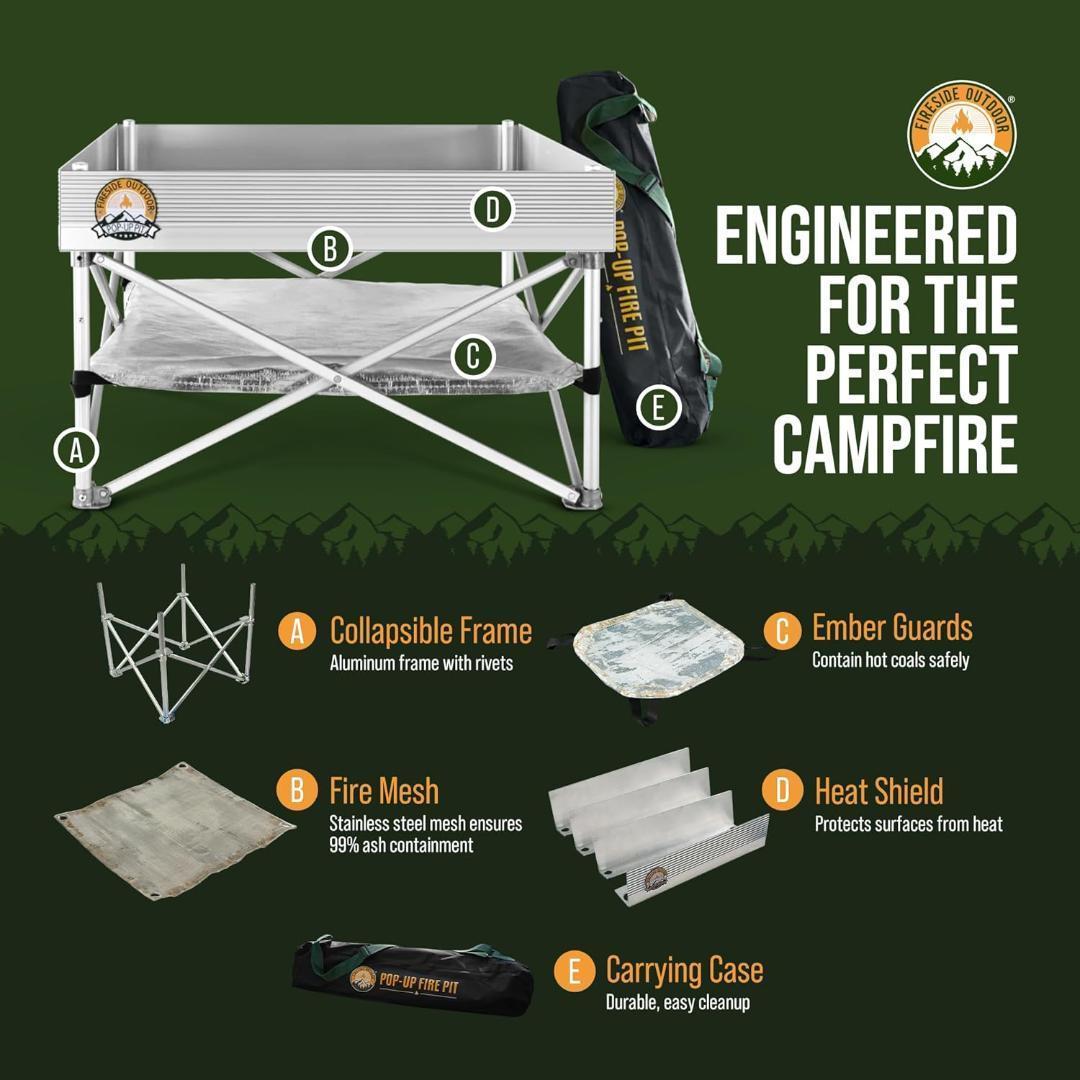 ファイヤーサイドアウトドア 焚き火台 ポップアップピット 収納ケース付き