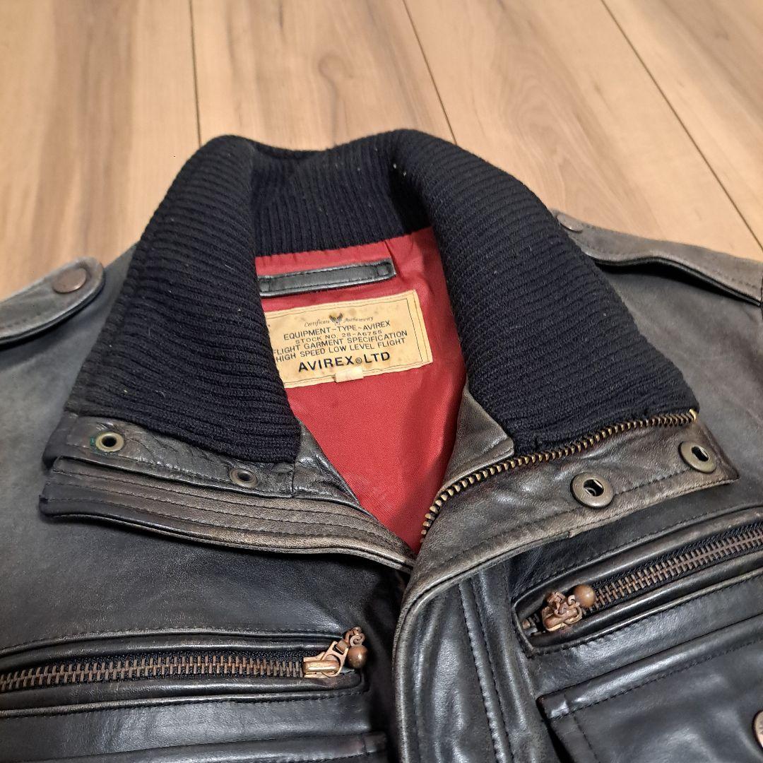 AVIREX レザーライダースジャケット Mサイズ 黒